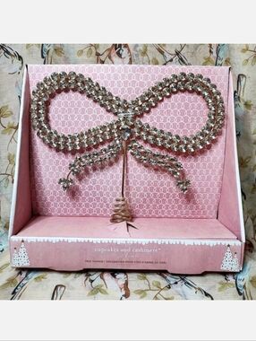 NEW Cupcakes and Cashmere Crystal Rhinestone Bow Tree Topper Gold  Holiday Decor